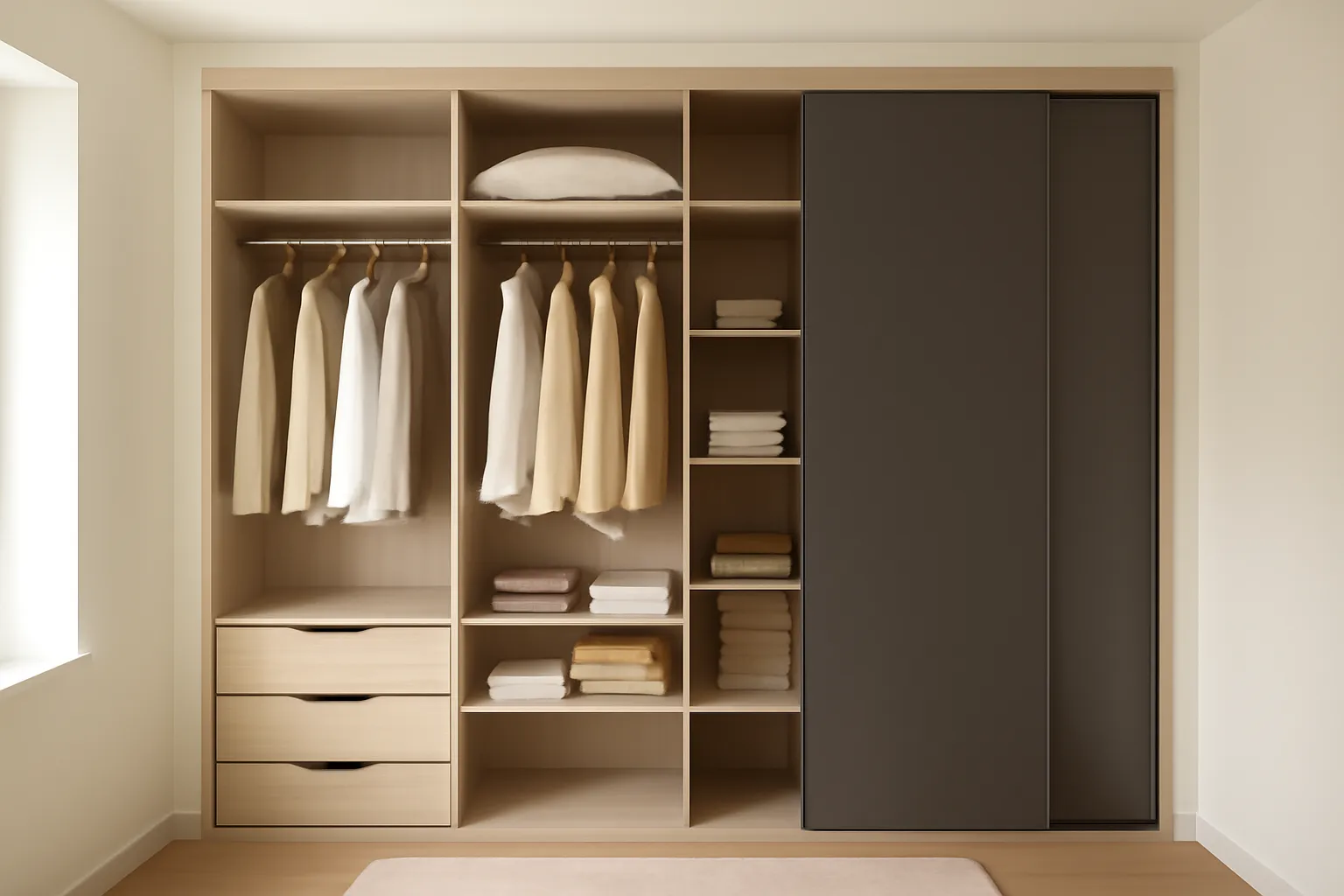 Placard de chambre encastré avec miroir