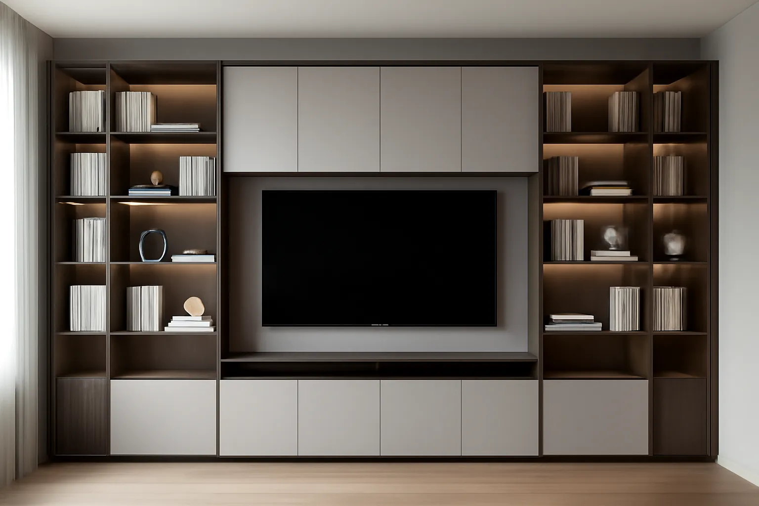 Meuble TV et bibliothèque sur-mesure