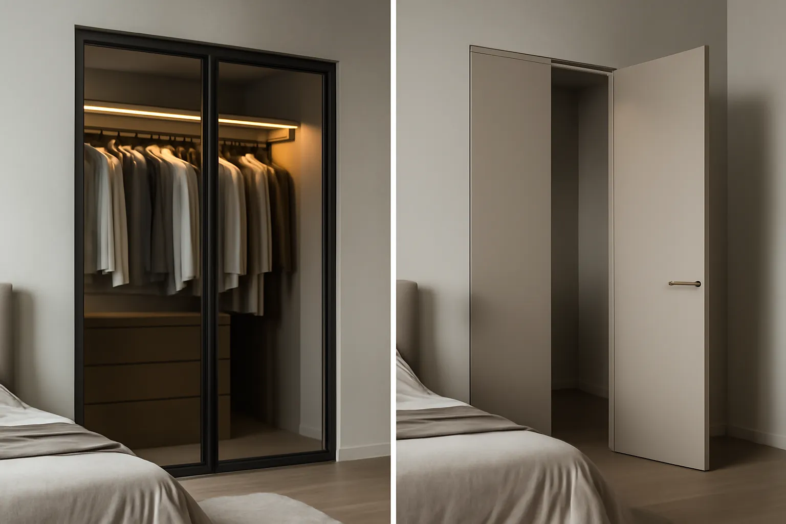 Portes coulissantes avec miroir