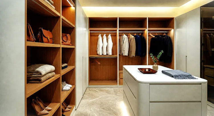 Dressing room blanc avec îlot